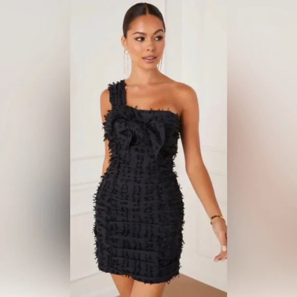 Just Me | Dresses | One Shoulder Black Mini Dress Size Large New In Bag  Never Worn | Poshmark